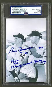 Bobby Richardson Signed Photo w/ Inscription (PSA) NY Yankees Auto Mickey Mantle - Picture 1 of 2
