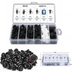 100pcs 8mm Car Auto Bumper Clips Hole Plastic Rivets Fastener Fender Push In Pin - Picture 1 of 11
