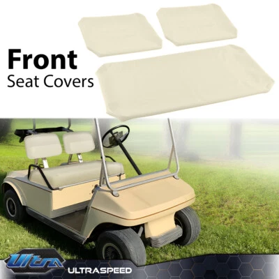 PIT66 Fit For PRE-2000 DS Golf Cart 82-00 3x Club Car White Front Seat Covers Leather