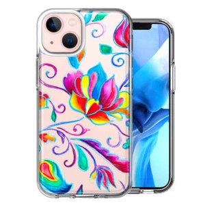 For Apple iPhone 14 Plus Bright Colors Rainbow Water Lilly Floral Case - Picture 1 of 1