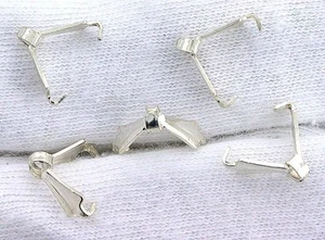 FOUR 9mm x 3.5mm ICE PICK PINCH W LOOP PENDANT BAILS PURE STERLING SILVER CF344 - Picture 1 of 1