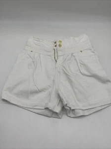 River Island High Rise Paperbag Waist White Denim Shorts Women’s Size 10 - Picture 1 of 4