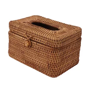 Rechteckige Rattan Stoffbox Abdeckung Rattan Gewebe Box Halter JJ - Bild 1 von 22