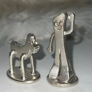 Americas Favorite Cartoon Pokey And Gumby .999 Fine Silver Statues Weighing 144g - Picture 1 of 8