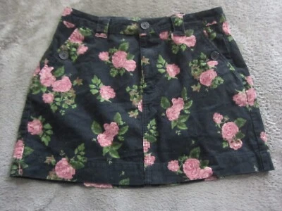 Wild Fable Womens 10 Black Floral Pink Rose Corduroy Mini Skirt 32 Inch Waist - Image 1 of 4