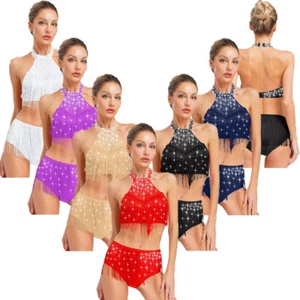 Womens Dancewear Unitard Outfits Costume Dance Set Formal Dancing Shorts Jazz - Picture 1 of 57