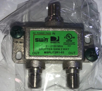 DirecTV MSPLIT2R1-03/MSPLIT2R0-01 2Way SWM Green Splitter SWiM 2Way-NEW-SHIP24HR - Image 1 of 4