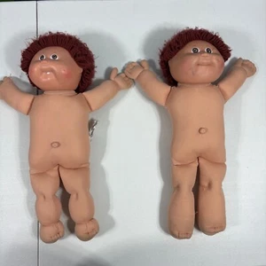 Lot of 2 Cabbage Patch Kids Boy Dolls Brown Hair Brown Eyes No Clothing 1982 - Picture 1 of 14