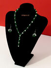 Green  White Crystal Necklace Earrings Wedding African Beads Jewellery Set