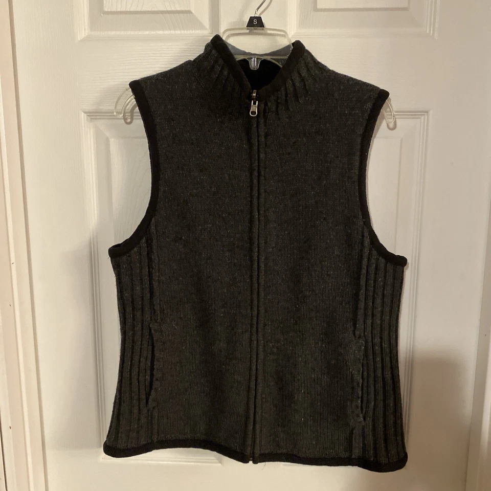 Chaleco de lana Gander Mountain para hombre grande de cordero gris cremallera completa acanalado  Foto 1 de 4