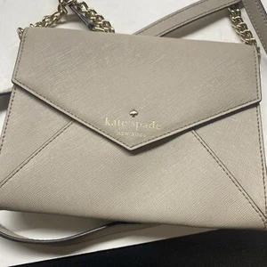Kate Spade Leather Envelope Mini Crossbody Bag Taupe Tan - Picture 1 of 6