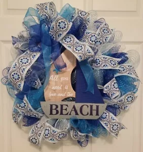 Beach wreath for front door- Handmade- 25 inch summer - Picture 1 of 2