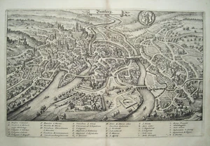 Bamberg Bayern echter alter seltener Merian Kupferstich der Erstausgabe 1644 - Picture 1 of 4