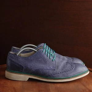 Scarpe eleganti Cole Haan uomo taglia 11,5 M blu pelle punta alare derby carriera C11428 - Foto 1 di 15