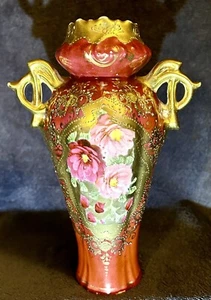 Französische Vieux handbemalte Porzellanvase 7,5 Zoll hoch - Bild 1 von 20