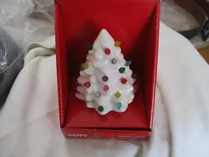 Christmas Tree Night Light Plug in Decorative Retro white ceramic happy holiday - Picture 1 of 2