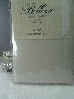 Bellora Corvina Pair (2) King Pillowcases Taupe Black accent  300TC Percale New - Image 1 of 4