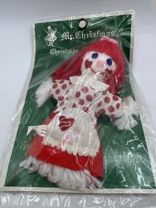 Vintage Mr Christmas Yarn Rag Doll Christmas Ornament NOS Original Package - Picture 1 of 6