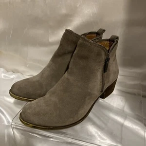 Lucky Brand Bartalino Oiled Suede Brown Ankle Boots Women’s Size 7.5 M Zippers - Picture 1 of 15