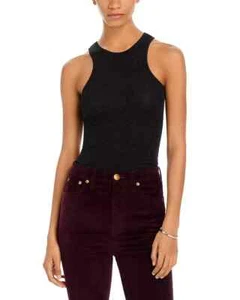 rag & bone Lilith Metallic Racer Tank Top Women's M Black Crew Neck Pullover - Picture 1 of 13
