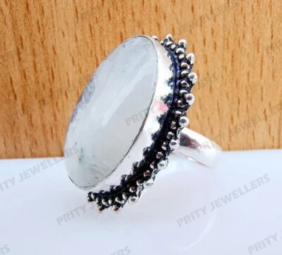 Rainbow Moonstone Gemstone Ring, 925 Sterling Silver Ring, Antique Handmade - Image 1 of 4