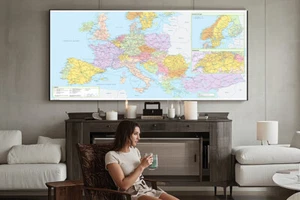 150x100cm Europe Map Mural Wall Chart School Educational Travel Poster Decor - Picture 1 of 9