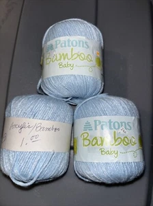 Patons Bamboo Baby Acrylic Bamboo Yarn 4 Ply Knitting 50g Balls Soft Blue - Picture 1 of 4