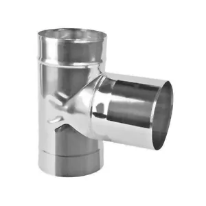 Stainless Steel 90 Degree Tee / 3 Way Hose Connector Duct Coupling Adapter - Picture 1 of 2