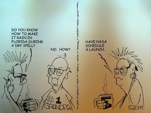 Bill Landis Original Cartoon Art The Villages Daily Sun 2009 NASA Launch - Bild 1 von 1