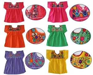 Mexican Peasant Blouse Hand Embroidered Top Assorted Colors Vintage Style Tunic - Picture 1 of 47