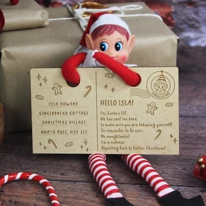 Elfen Ankunft Postkarte Holz Weihnachten Postkarte personalisiert Elf Rückgabebrief - Bild 1 von 12