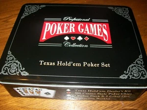 Professional Poker Games Collection Texas Hold'Em Poker Set NIB - Picture 1 of 4