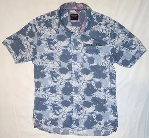Sunrise Kingdom Vintage Design Short Sleeve Blue Shirt Button Up Size Large - Picture 1 of 5