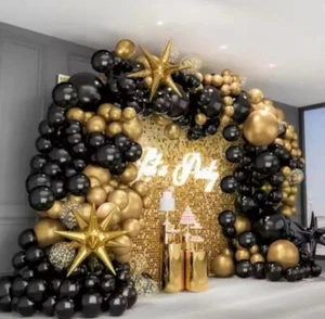 234 PCS New Year Balloons, Beautiful Holidays Balloons, Gold And Black Balloons - Picture 1 of 1