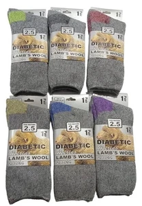 12 Pairs Ladies/Mens Diabetic Merino Wool Thermal Sock 2.5 TOG Grey UK 4-7 ONLY - Picture 1 of 5