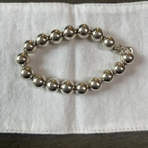 TIFFANY & CO. Sterling Silver 10MM Bead Ball Bracelet - Picture 1 of 2