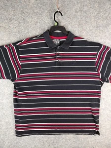 Y2K SOUTH POLE Henley Shirt Striped Red/White NAVY/Black Mens XXL Collar 26.5x30 - Picture 1 of 15