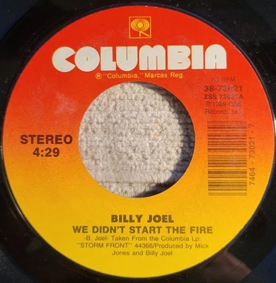Billy Joel "We Didn't Start The Fire / House of Blue Light" VG+ - Image 1 of 3