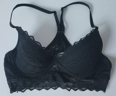 Victoria's Secret PINK Black Lace Lined Underwire Racerback Bra Size 34A , XS - Image 1 of 4