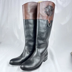 STIVALE ALTO Frye Melissa logo pelle goffrata equitazione equitazione donna 7,5B - Foto 1 di 12