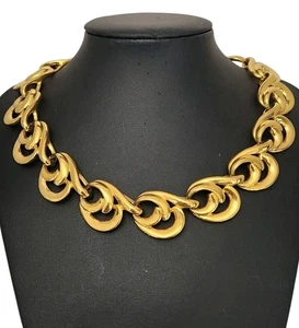 Collar Grueso Vintage Tono Dorado Infinito Twist Eslabones Desplazables 19" Audaz Pasarela  - Imagen 1 de 16