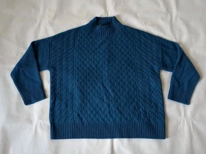 Ann Taylor Größe Large 100 % Kaschmir Stehkragen türkisblau Pullover Pulli neu ohne Etikett - Bild 1 von 12