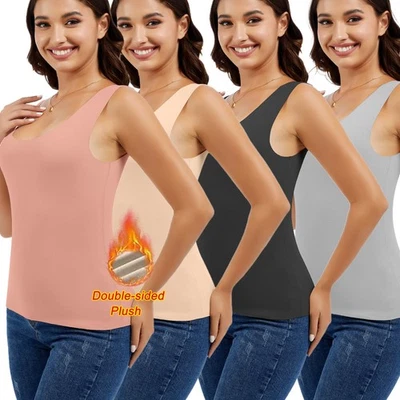 Cálida Mujer Ropa Interior Térmica Chaleco Forrado de Vellón Camiseta sin Mangas Camisola Cami Capa Base Foto 1 de 4