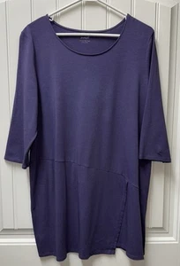EUC DAMEN LARGE (Brustumfang 46") PURE J. JILL SHIRT TOP WICKEL TUNIKA LILA - Bild 1 von 3