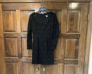 Vestido de cóctel Jennifer George By Night negro de encaje talla 4 vintage LBD - Imagen 1 de 9