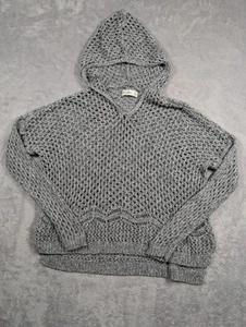 Abercrombie Kids Crochet Knit Sweater Hoodie Size Large 14 Gray Pullover - Picture 1 of 7