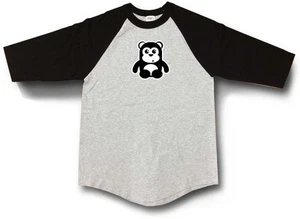 NEW Baseball Shirt Raglan 3/4 Sleeve Black Grey Printed Funny CUTE BABY BEAR - Picture 1 of 2