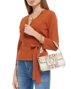 NWT DIANE VON FURSTENBERG SzL LANDON STRETCH-MILANO KNIT WRAP CARDIGAN CAFFE - Picture 1 of 9