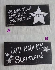 Deko-Schild Metallschild mit Spruch Sterne schwarz 21cm x 10cm Gilde - Bild 1 von 3