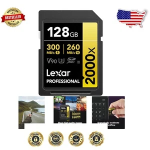 Fast 128GB SD Card UHS-II, 300MB/s for DSLR & Cinema-Quality Video Recording - Picture 1 of 10